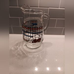 Vintage 1970s Pepsi Glass Pitcher Art Deco Style Soda Advertising Barware Retro